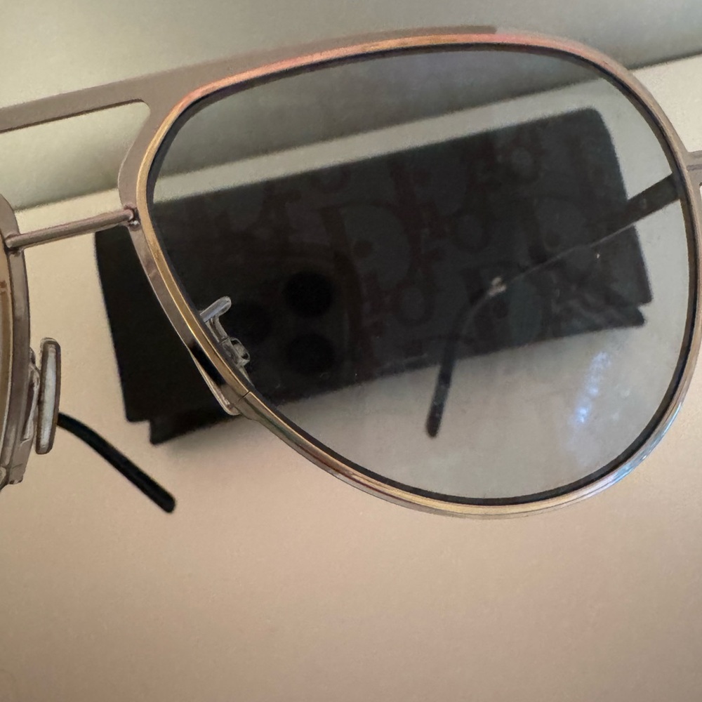 Dior Monogram Blue Lens Aviator Sunglasses with Case - Picture 8 of 10